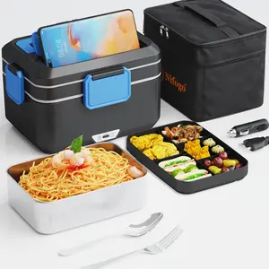 Nifogo Electric Lunch Box Heater 1.5L/1.8L/2.5L 110V/12V/24V Portable with Tableware & Lunch Bag for Home Office Travel Leak-Proof Quick Heating