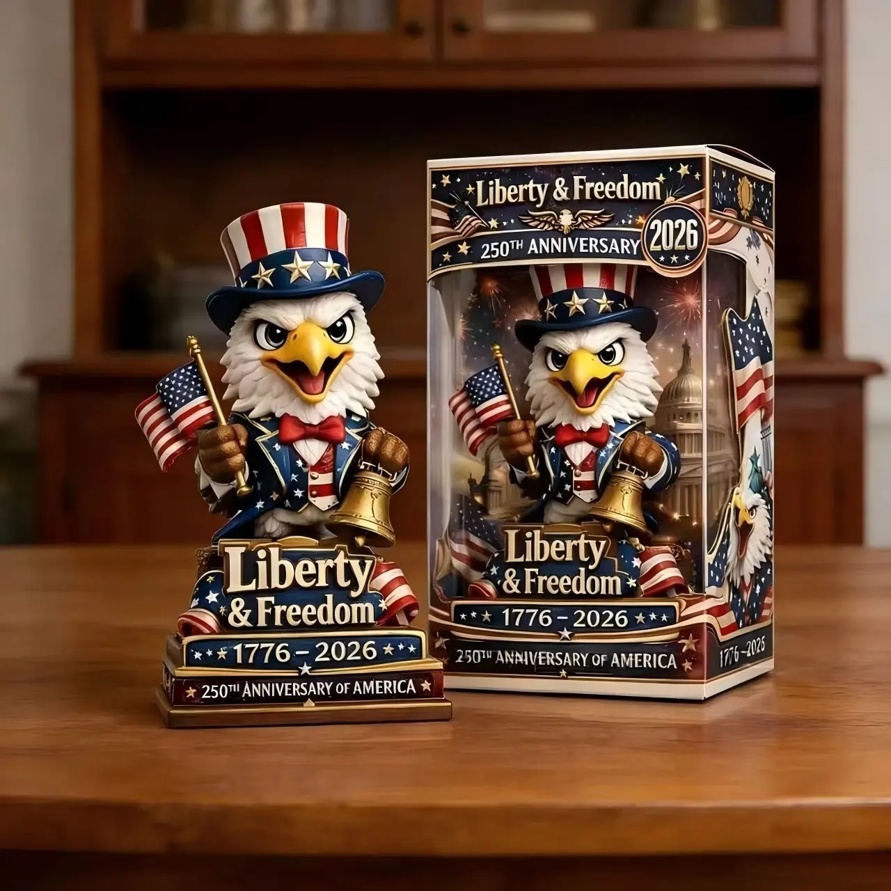 250th Anniversary Patriotic Decorative Eagle Figurine, Creative Resin Memorial Gift, Unique Eagle Statue, Anniversary Statues, Perfect for Collectors and Enthusiasts
