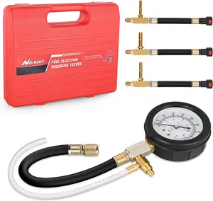 Nilight Car Repair Fuel Pressure Gauge Tester Kit, 0-100 PSI Range, with Quick-Connect Hose & 4PCS 6.30/7.89/9.49 Fuel Line Fittings, Automotive Diagnostic Car Repair Tools