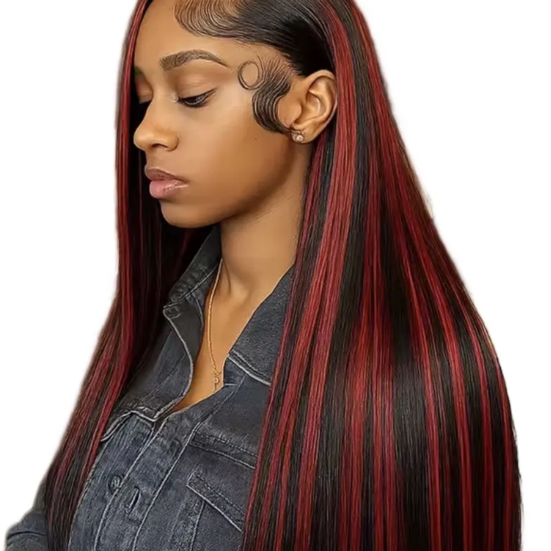 Red Highlighted 13x6 Human Hair Custom Curly Wig