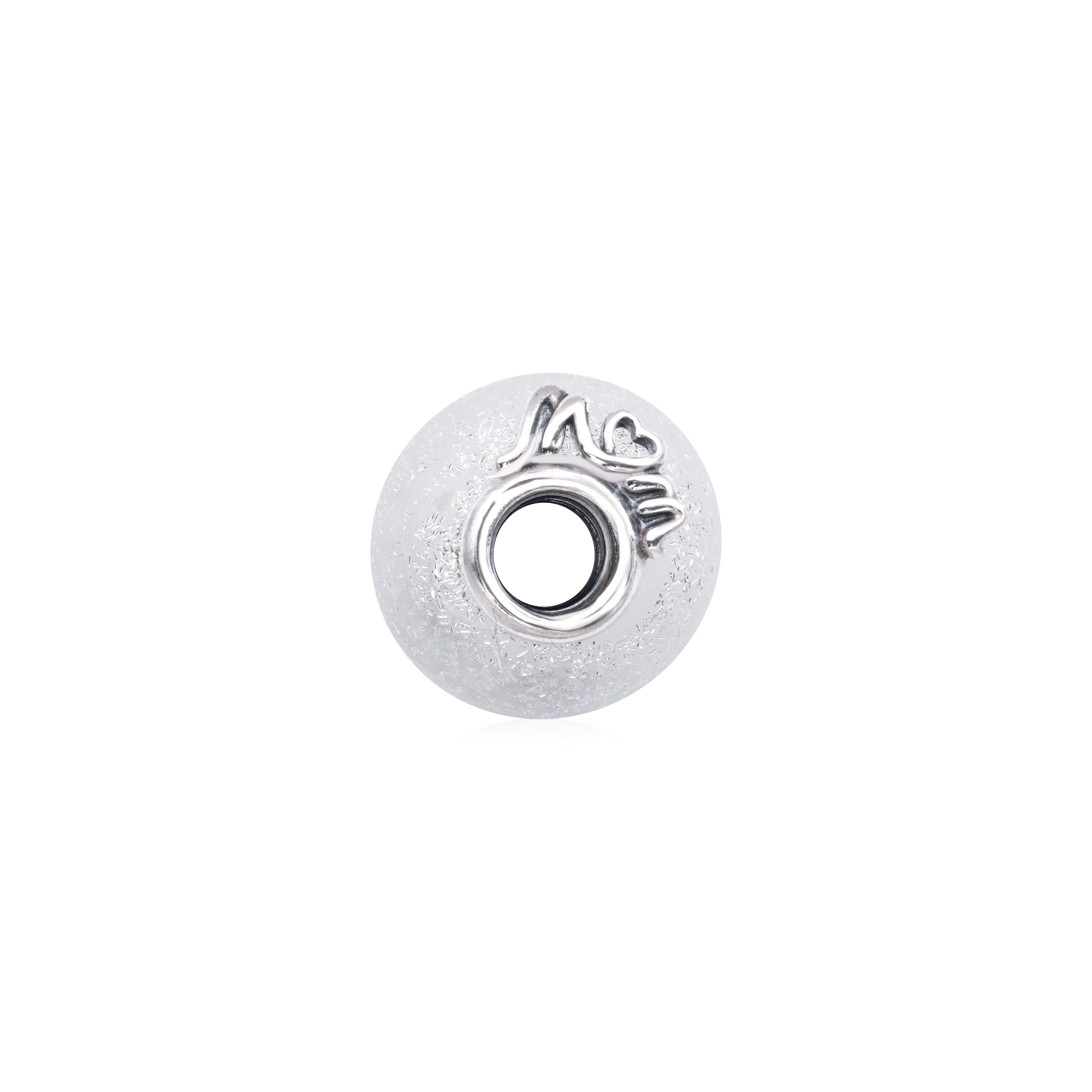 PANDORA Glittery White Murano Glass Mom & Love Charm in Sterling Silver, Hand-Finished with Elegant Script, Meaningful Gift 792655C00, Mom And Love, Mother Figure, Personalized Jewelry, Female
