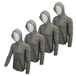 4 PACK 50/50 Cotton Polyester Blend Long Sleeve Hooded Shirt for Comfort and Style Everyday Wear Versatile Outfit Choice Menswear