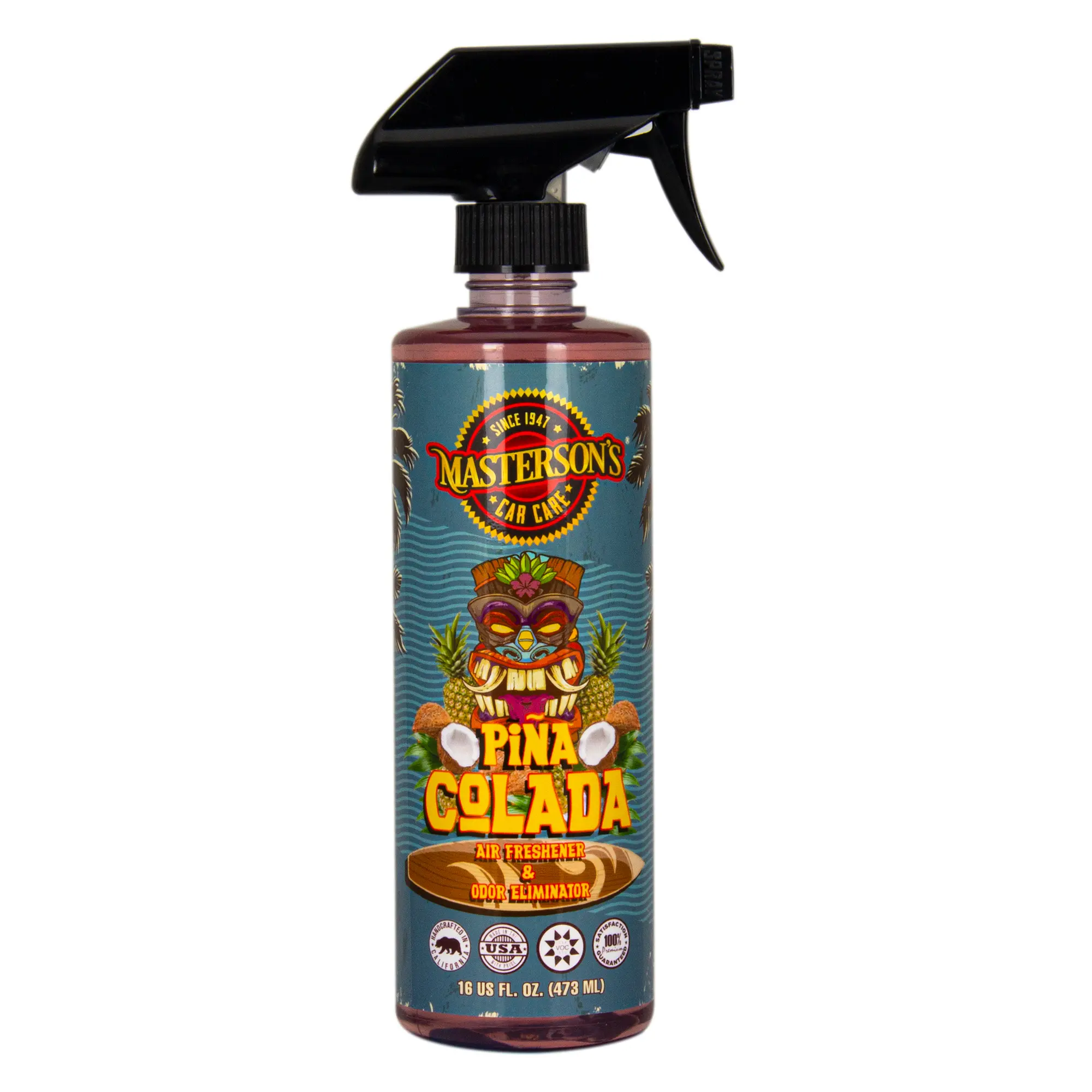 MASTERSON'S CAR CARE Natural Pina Colada Tropical Fruit Scent Car Deodorizer Spray - 16oz Interior Cleaning Spray Bottle - MCC_136_16 - For Home, Gym Bags, Car Interior Cleaning