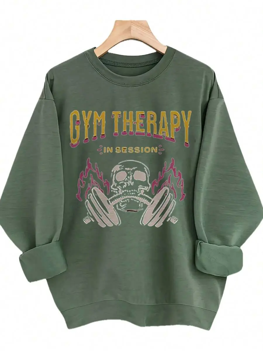 Women's Gym Relax Graphic Sweatshirt - Black Workout Pullover With Long Sleeves, Soft Crewneck Fitness Top For Gym, Casual Outfits & Casual Attire - Machine Washable Women's Athletic Sweater, Gym Clothes, Gym Apparel, Edgy  Design, Comfort Fitgifts For M