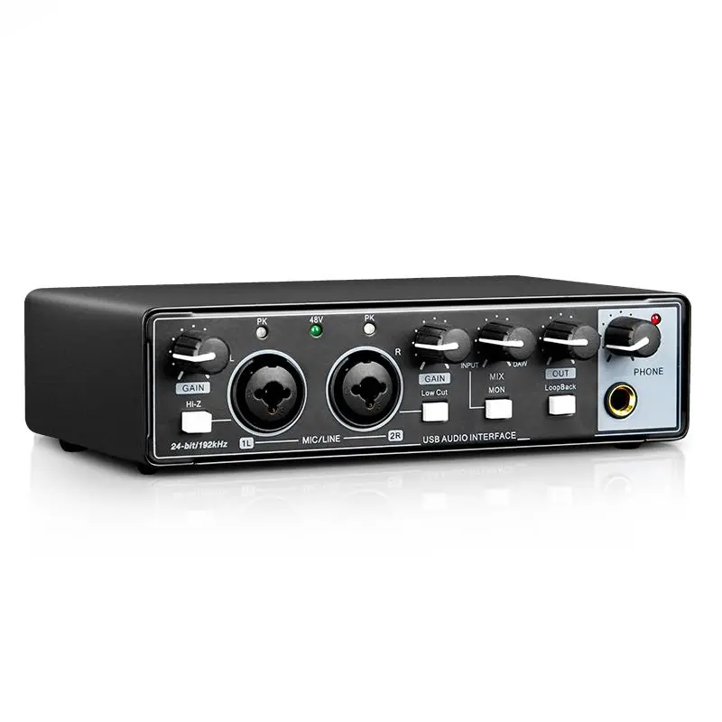 High Sample Rate Recording Sound Card, Audio Interface USB Sound Card, Mini Live Recording Orchestration Mixer, Studio Equipment