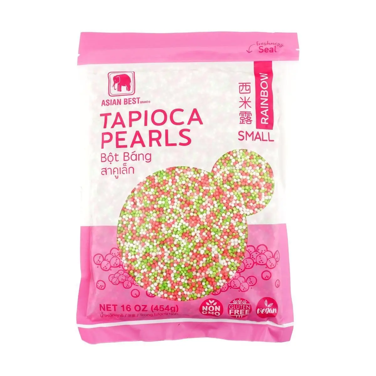 ASIAN BEST Thai Tapioca Pearls Small Size 454g - Colorful Boba for Bubble Tea