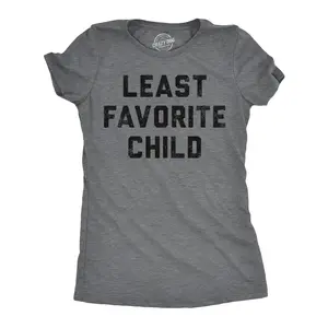 Womens Funny T Shirts Least Favorite Child Sarcastic Family Graphic Tee for Ladies Funny Womens T Shirts Cute Vintage Fashion Casual Ladies T-Shirt Gift Christmas Tops for Women Funny Sarcastic Top Women's Dark Grey