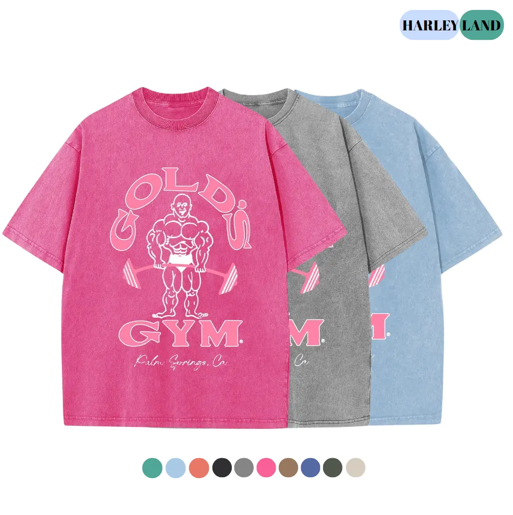 HarleyLand Women's Graphic T-Shirt - Vintage Acid Wash Heavyweight Cotton Oversize Baggy Round Neck Tops for Streetwear, GYM - Everyday Fit Women's Clothes, Trending Clothes, Good Graphic Tees, Graphic Shirts