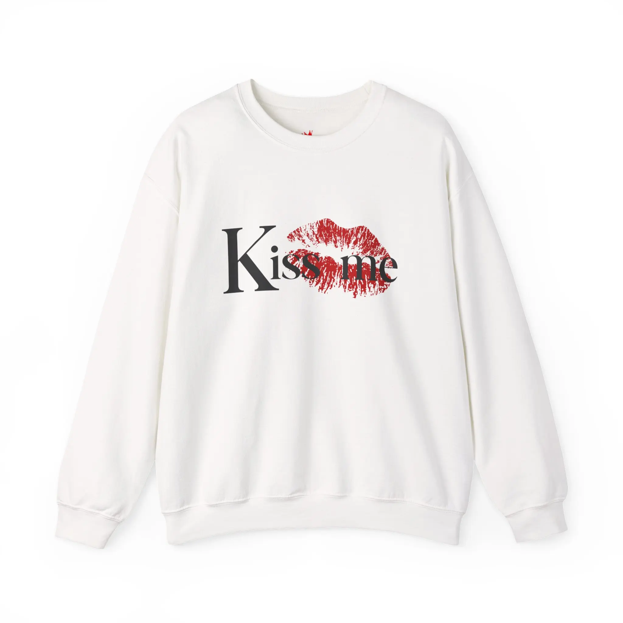 Kiss Me Lips crewneck sweatshirt | red lipstick kiss graphic Casual Breathable Cotton Drape