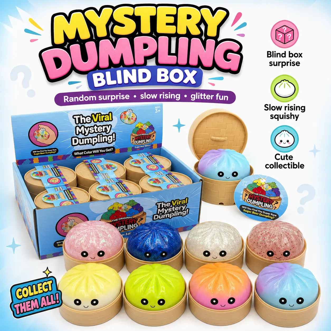 Mystery Dumpling , Glitter Mix Mystery Pack for Collectors, Slow-Rise Milk Design keychain