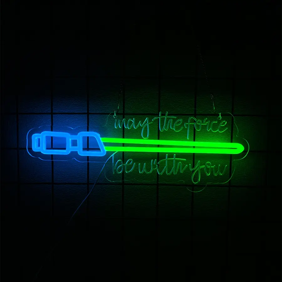 Lightsaber Wall-Mounted Neon Sign - USB Powered, Sword-Shaped Lightsaber LED Birthday Decor, Illuminated Night Light Wall Home Decor, Men's Gift