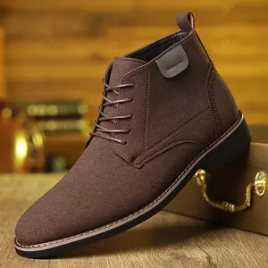 DINAOR Men's Lace-up High-top Boots Business Daily Commuter Boots Casual Footwear