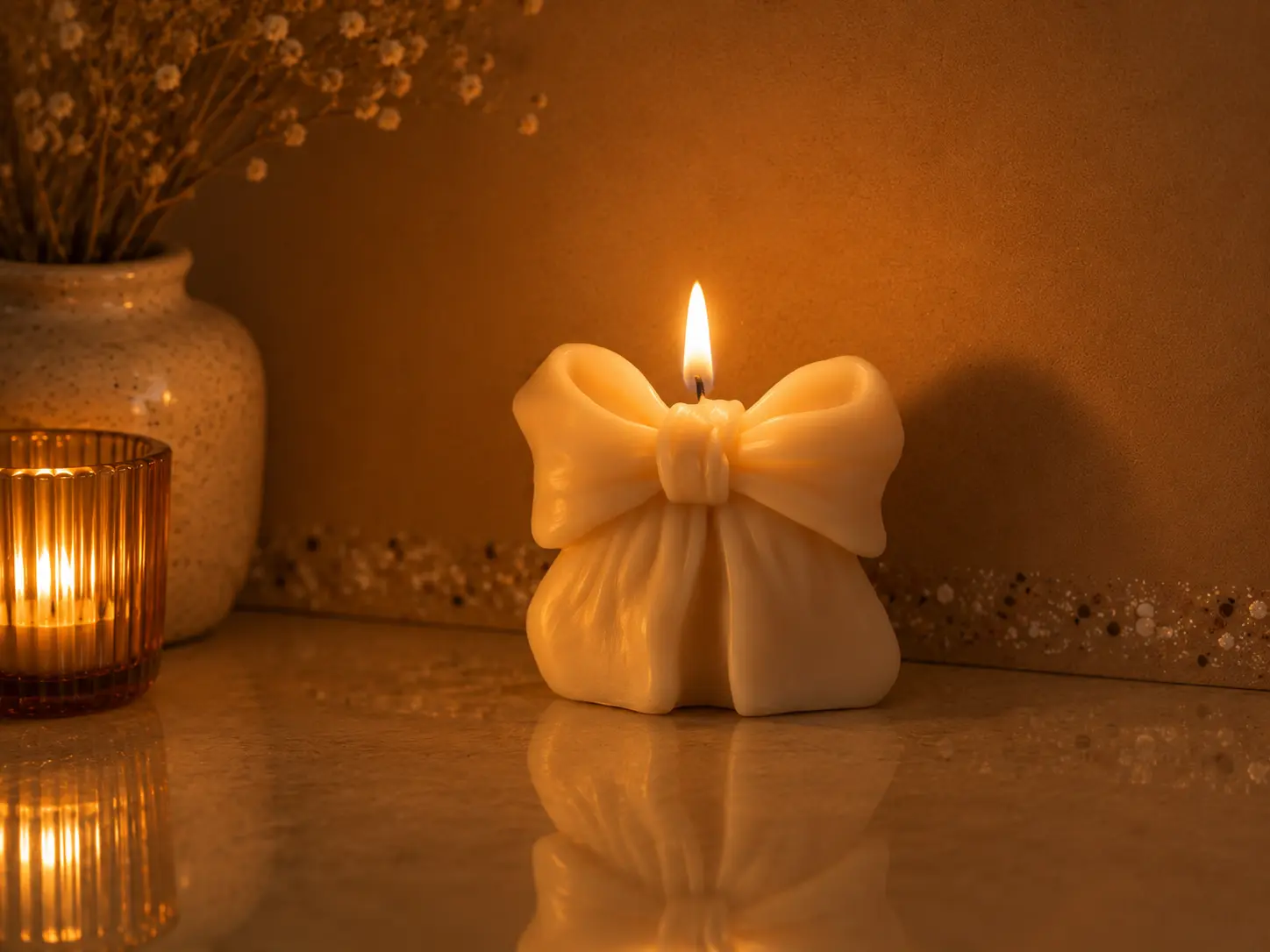 Bow Candle 3x3 inches
