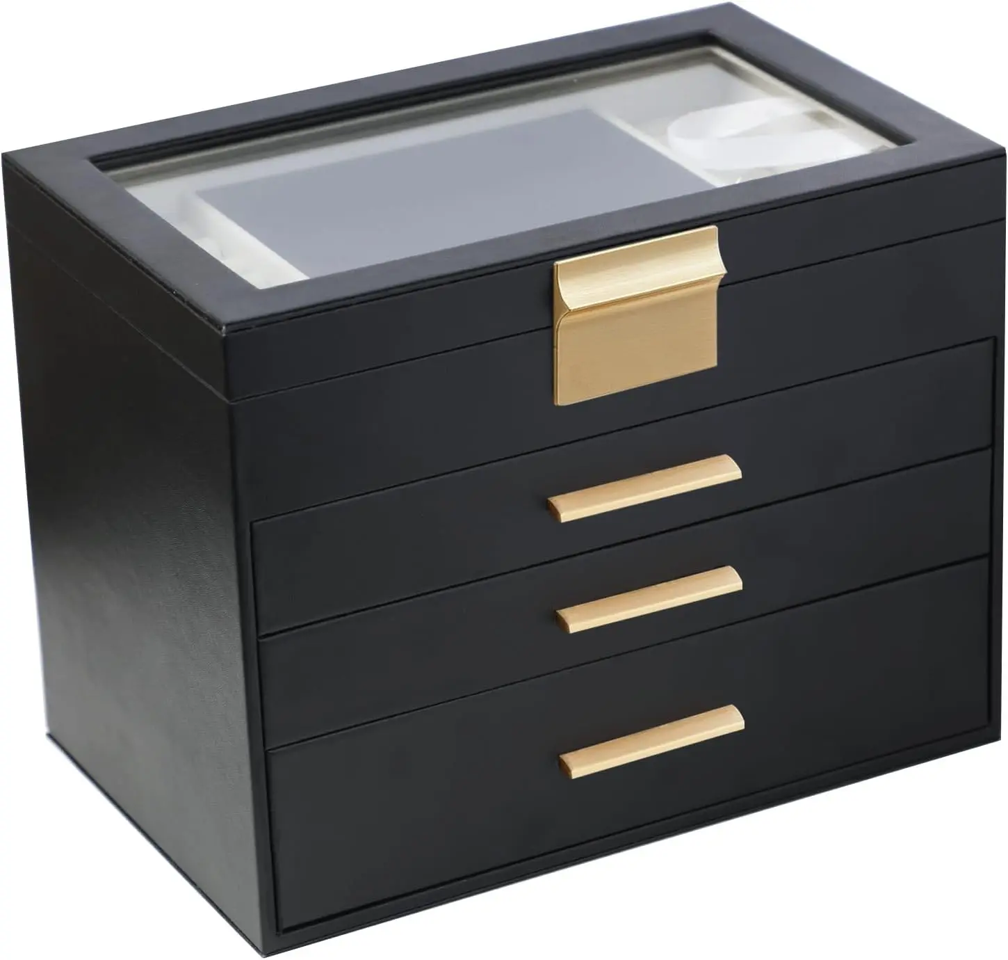 BOOVO Jewelry Boxes for Women,  Black 6 Layer Large Jewelry Organizer， Jewelry Box for Necklace, Bracelet, Earrings, Rings Storage, Jewelry holder Organizer for Girls