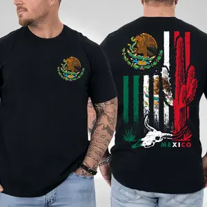 Mexico Flag T-Shirt Mexican American Flag Unisex Cotton Crewneck for Men Women Streetwear Casual Everyday Wear - Menswear