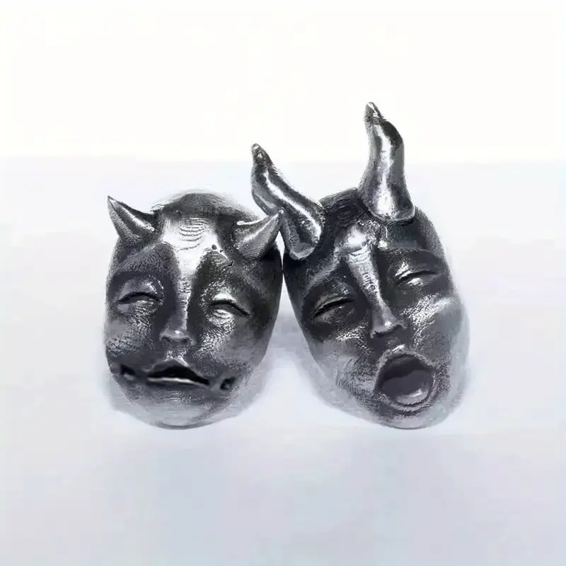 Gothic Double-Faced Devil Mask Metal Earrings - Punk Style, Specialty, Stylish Unisex Costume Jewelry, Punk Accessories, Accessories for Women, Comfortable Unique Fashion Accents