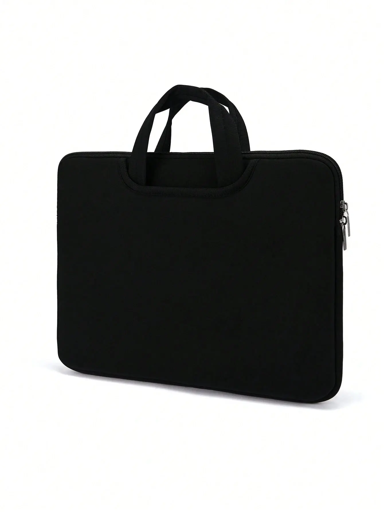 Solid Black Casual Laptop Briefcase with Top Handle - Portable Professional Work Bag, 13.3-17 in Laptop-Fit, Secure Carry, Zipper Lock & Protective Sleeve, Portable Sleeve
