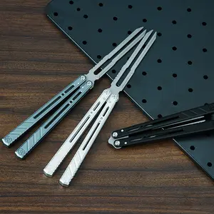 Worry Free Beginner Trainer Bladelessbutterfly FidgetCool Handtool Toy Non-Edged Hand Training Knife Idealfor Skill Development Essential for Beginners FF801 Gray