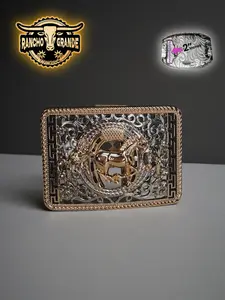 Cowboy Belt Buckle Gold/ Silver color with Decorative Horse  Ideal wearing with Boot