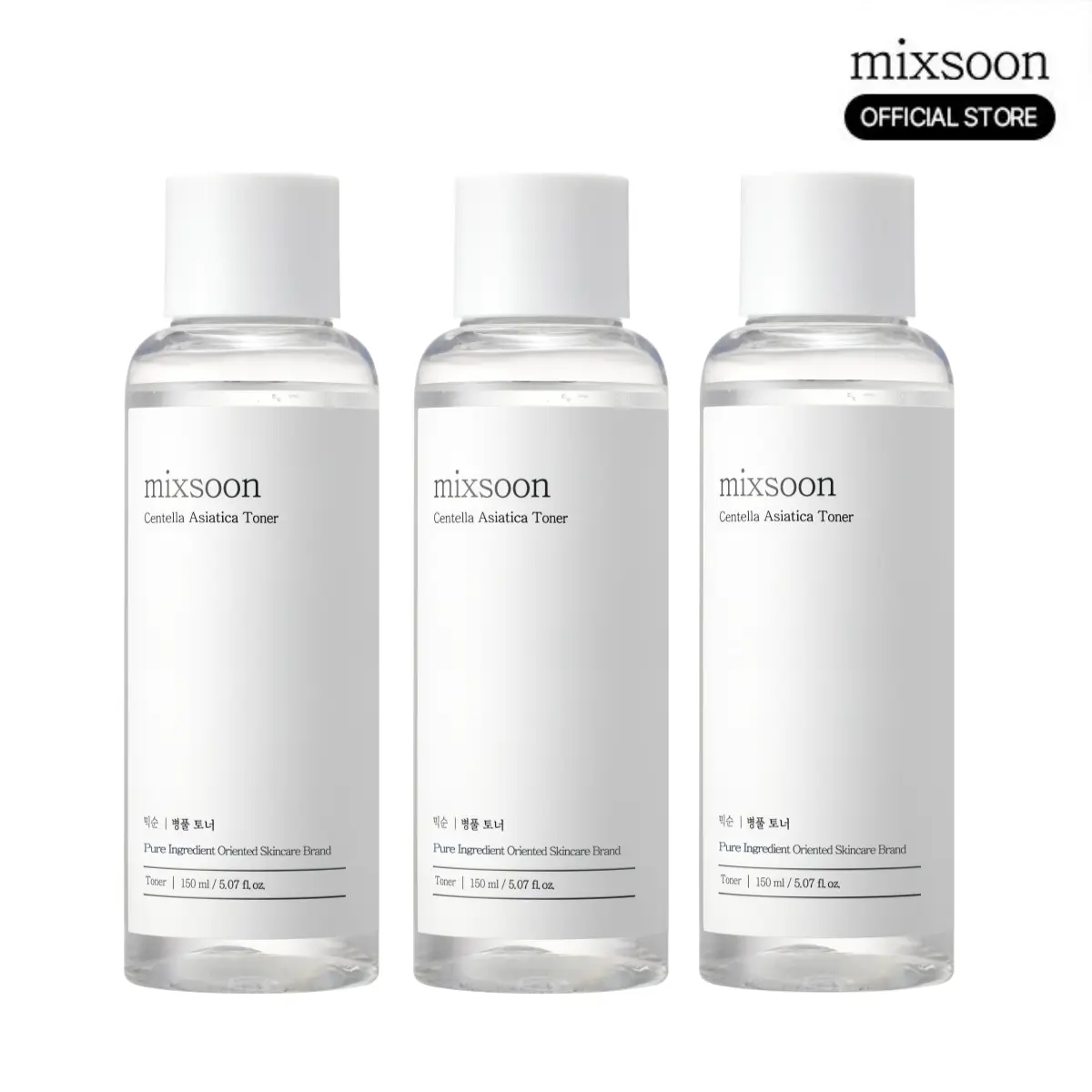 [mixsoon Official Shop] Centella Asiatica Toner Trio (5.07 fl.oz/150ml x 3) - Gentle, Daily Vegan Korean Toner with Extract, Dry & Sensitive Skin Repair Benefits