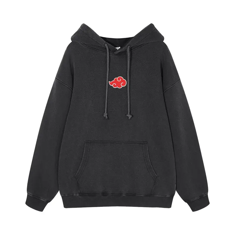 AKATSUKI NINJA HOODIE Black Pullover with Front Pocket and Logo Detailing