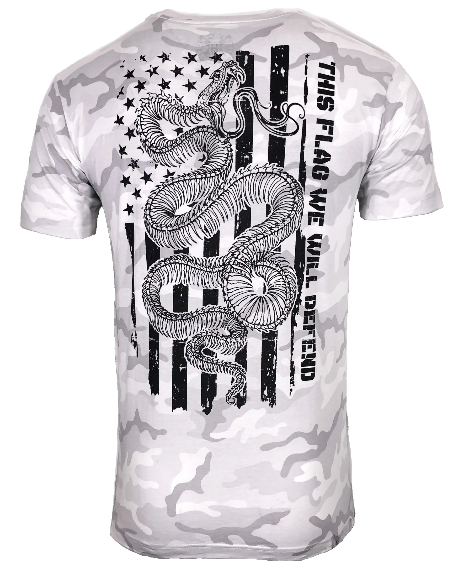 Howitzer Men's Defend Flag T-Shirt - Patriotic Military American-Themed Graphic Cotton Blend Tops, Casual Short-Sleeve Round Neck Menswear
