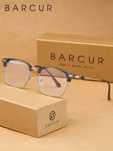 BARCUR Elegant Half Frame Men's Decorative Glasses, Semi Frame Eyeglasses, PC Lenses Metal Frame, Thanksgiving Campus Activities Fashion Accessory Gift