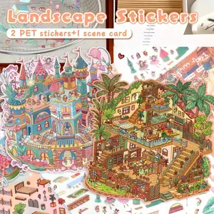 New Large DIY Scene Stickers, Adult Craft Stickers, House Stickers, 3D Miniature Scene Stickers, Reusable, Multiple Sizes Available