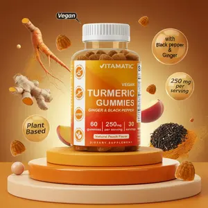 Vitamatic Turmeric Gummies with Ginger & Black Pepper Extract - 95% Curcuminoids - 60 Vegan Gummies