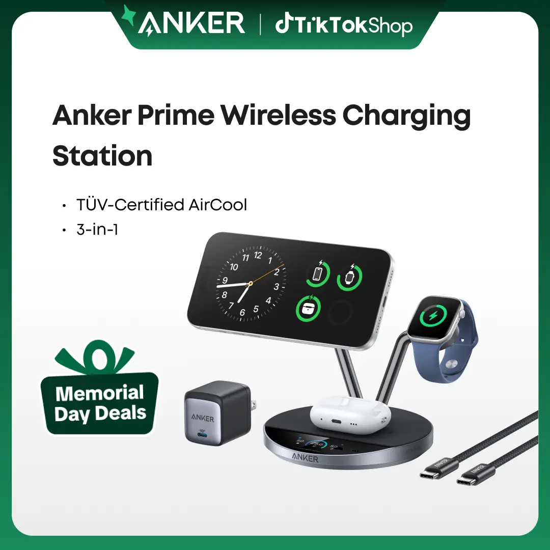 Live Only]Anker Prime MagSafe Charger Compatible, 3-in-1 Charging Station,  Qi2 25W Certified Wireless Charger Dock Stand, Smart Display with TEC  Active Cooling, for iPhone 17, Apple Watch, AirPods, and More - TikTok