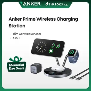 [Live Only]Anker Prime MagSafe Charger Compatible, 3-in-1 Charging Station, Qi2 25W Certified Wireless Charger Dock Stand, Smart Display with TEC Active Cooling, for iPhone 17, Apple Watch, AirPods, and More