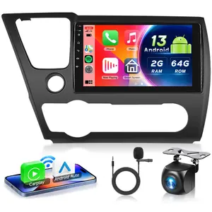 2G+64G Car Stereo for Honda Civic 2013-2017 Android 15 with Wireless Carplay Android Auto, 9 Inch Touch Screen Car Radio Support GPS/WiFi/Bluetooth/FM/SWC/Backup Camera