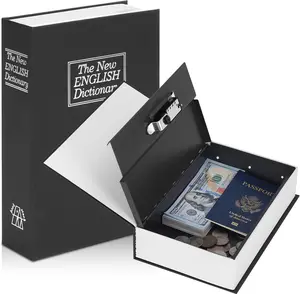 Book Safe with Combination Lock, Secret Hidden Metal Lock Box,Money Hiding Collection Box,9.5" x 6.2" x 2 .2" Large