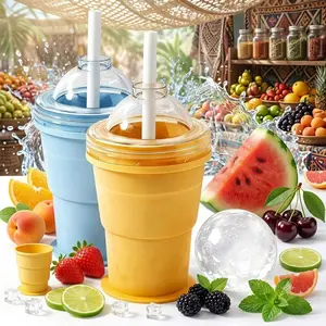 2-in-1 Foldable Ice Ball Maker Cup, Space-Saving Collapsible Silicone Ice Cube Mold with Lid, Portable Spherical Freezer Tray for RV Accessories, Camping Gear, Outdoor Travel & Picnic Essentials