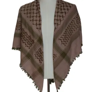 Ahla Shabab Salmon & Olive Green Hatta/Kuffiyeh - High-Quality Polyester Unisex Accessory for All Seasons