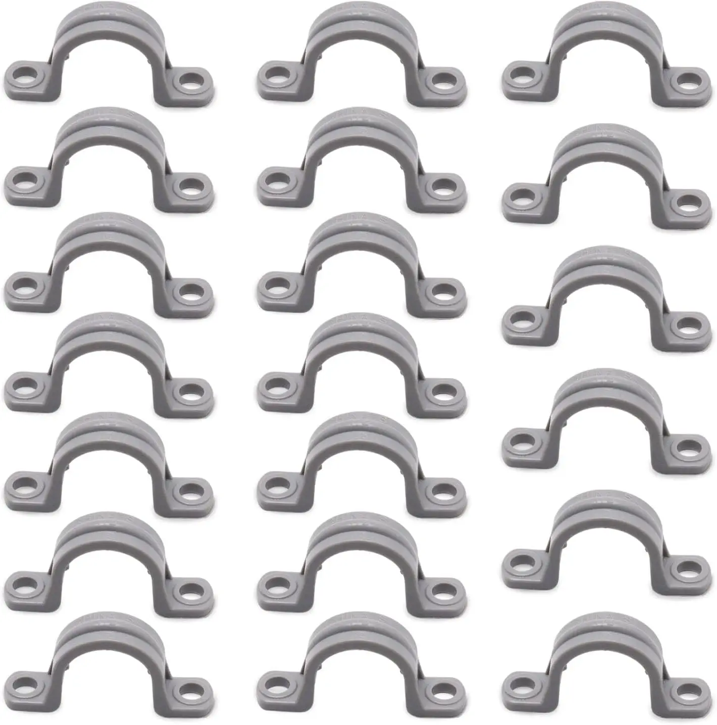 1/2 Inch PVC Pipe Strap, 2-Holes Conduit Pipe Clamps Plastic Pipe Supports (Grey, 20 Pcs)