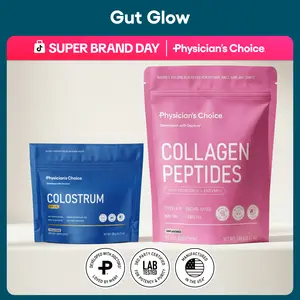 Physician's Choice Gut Glow Up Bundle: Gut, Immune, Hair, Skin & Nail Support with Collagen Peptides & Colostrum Gold Powder