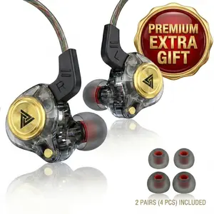 Gift 2 Pcs QKZ AK3 Portable Wired In-Ear Earphone, Wired Headphones With Mic, HiFi Subwoofer Noise Cancelling Earphones for Game Sports, 3D Stereo Sound Headphones For Gym & Sports, Headphones 8D Audio, Electronic Earbud In-Ear Monitor HiFi Heavy