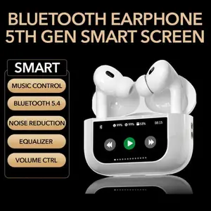 earbuds A9 Pro wireless Bluetooth 5.4 earphones feature ANC active noise cancellation and LED touchscreen controls, suitable for music, movies, and games. They are IPX5 waterproof and offer excellent audio connectivity. earbuds Connection Charging lps  01