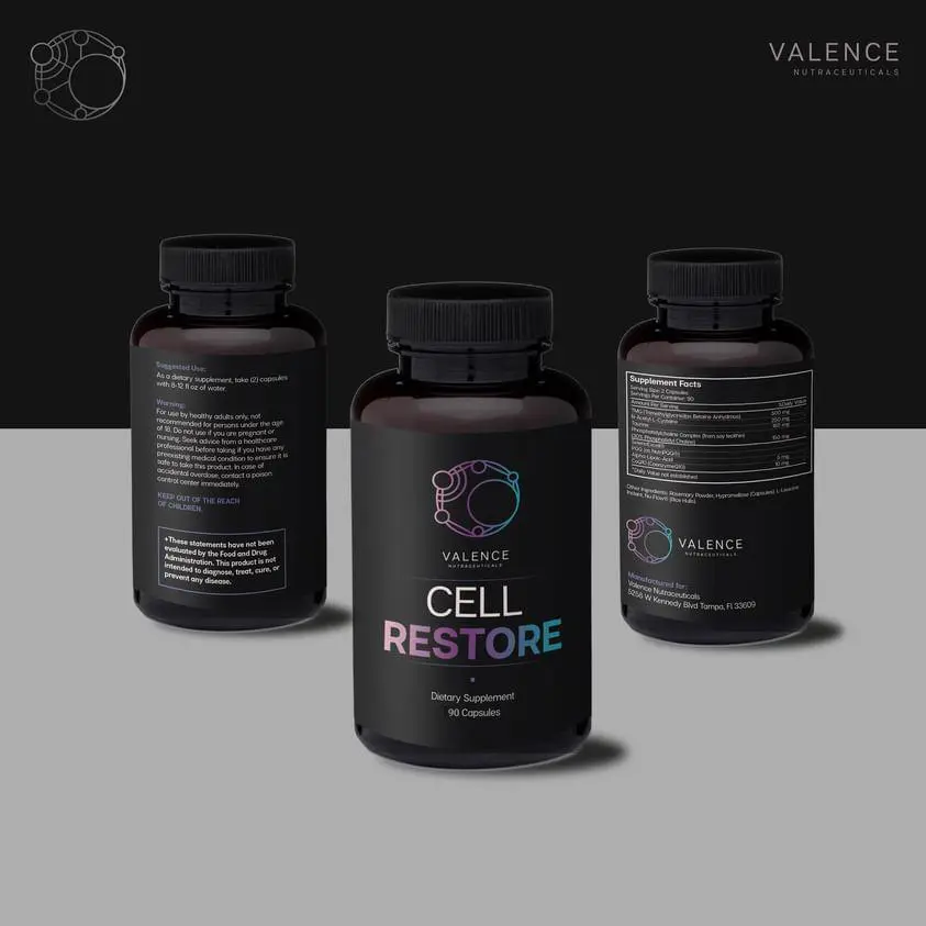 Valence Nutraceuticals Cell Restore - Ultimate Whole-Body Powerhouse for Energy, Brain Function, and Cellular Health with 13 Scientifically Backed Ingredients