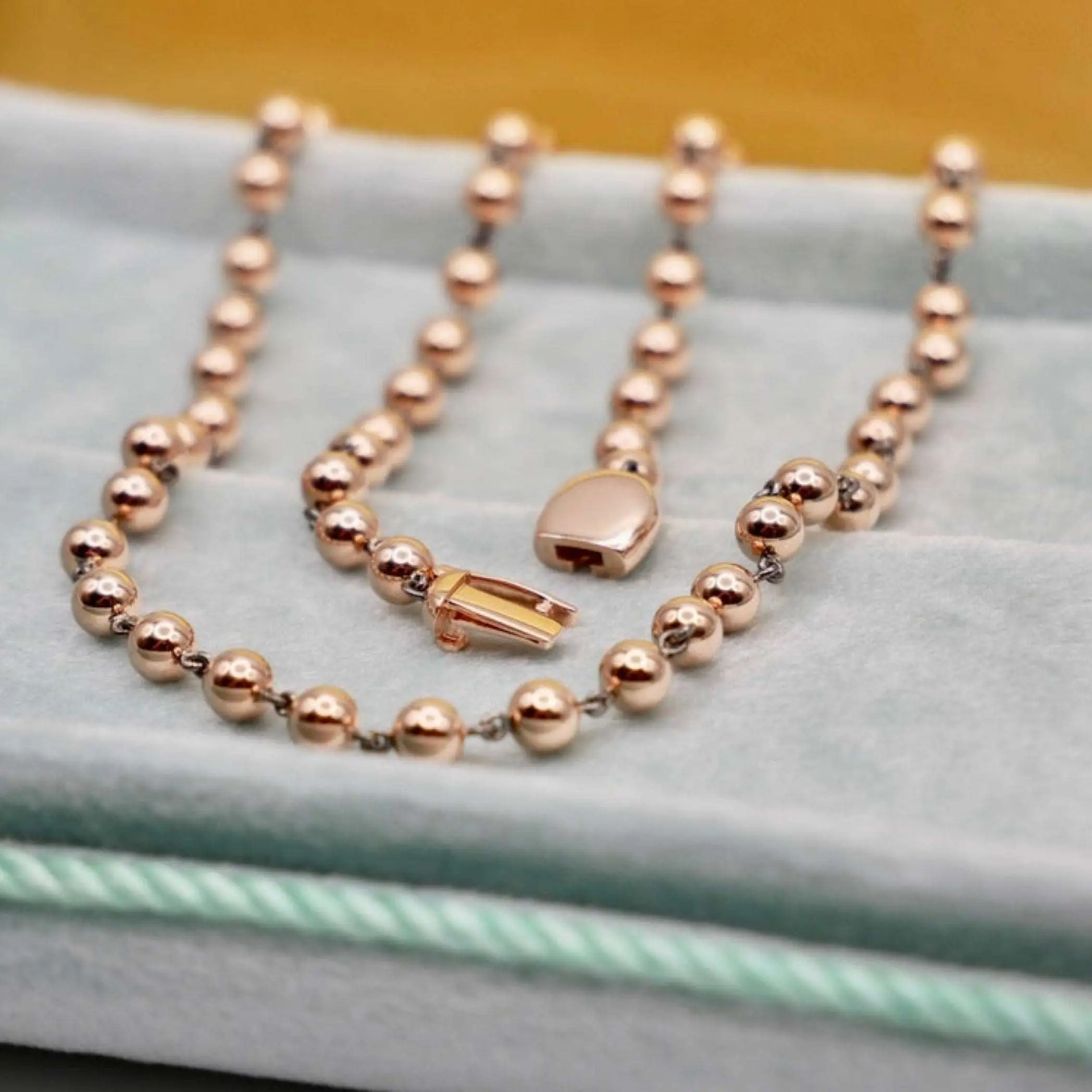 4 mm Georgian Victorian Art Deco Ball Sphere Chain Necklace