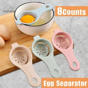 8Pcs Egg Yolk White Separator, TikTok Viral Kitchen Baking Gadget, Fast Egg White Filter Tool, Random Color Food-Safe Easy Clean Egg Divider, Practical Cooking Accessory for Home Kitchen Baking & Meal Preparation