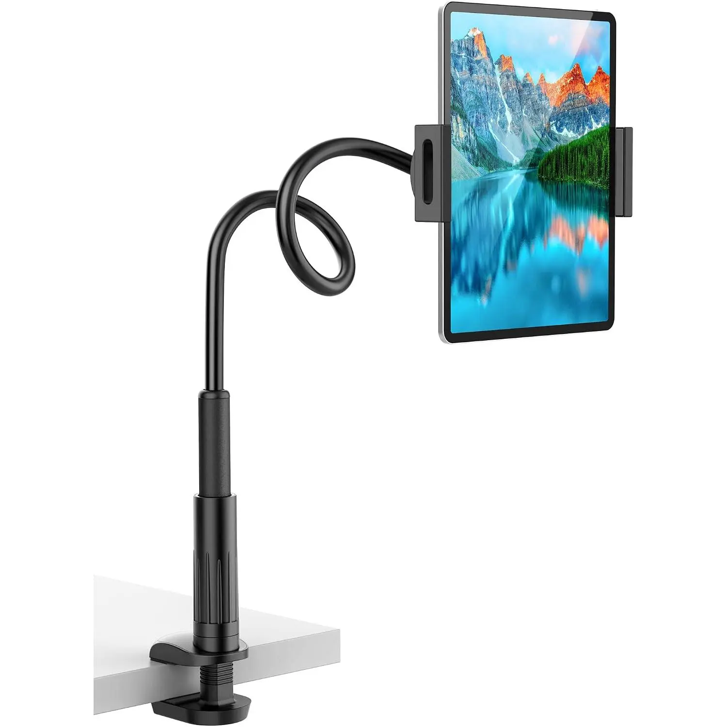 Tablet Stand Holder for Bed, Gooseneck Mount with Adjustable Flexible Arm Compatible with iPad Air Pro Mini, Samsung Tab, Nintendo Switch Kindle Other 4.7"-12.9" Device