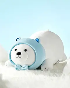 MINISO Polar Bear Lying Down Plush Doll – Ultra-Soft White Bear Stuffed Animal in Relaxed Sleeping Pose,Floppy Cuddle Buddy for Kids & Adults, Cozy Home Decor, Perfect Gift for Bear Lovers,Holiday Gift Birthday Gift（15.3in 1pc)