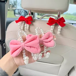 Bow-Shaped Car Seat Back Hooks, Cute Multi-Functional Interior Hangers for Women & Girls, Practical & Elegant Car Decor Accessories