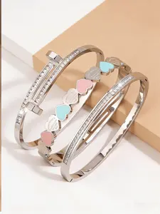 3pcs Light Luxury Elegant Stainless Steel Bracelet Set, Sweet Love Style, Suitable for Dating, Party Parties, and Daily Commuting, Ideal Gift for Expressing Love, Bracelets Jewelry