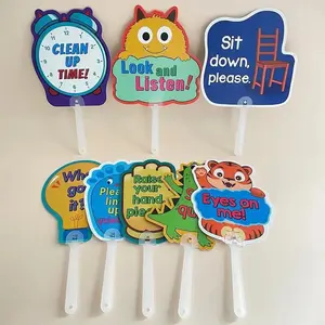 Interactive Hand Raised Sign Classroom Management Teacher Bilingual Instruction Cards Early Education Teaching Aids, English Language Learning Tools, Flash Cards