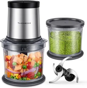Food Processor 4 Cup, Electric Food Chopper, 【Small but Powerful】Meat Grinder with 2 Bowls, 2 Speed & 4 Blades for Vegetable, Meat, Nuts, Functions for Chopping, Dicing, Mixing and Puree Durable