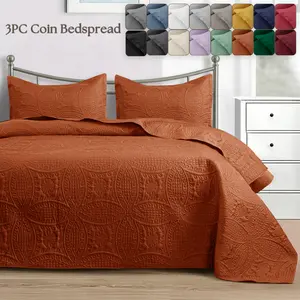 Modern Coin Quilt Set - Ultra-Soft Lightweight Bedspread - Breathable All-Season Coverlet for Hot Sleepers - 3 Piece Bedding Set