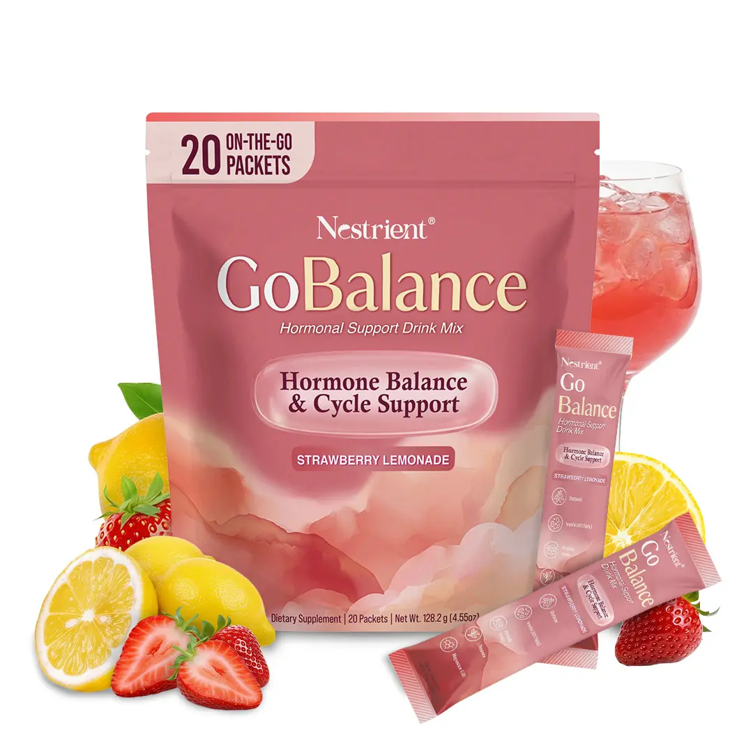NEWS Nestrient GoBalance Hormonal Balance & Cycle Support Supplement for Women, 20 On-The-Go Packets with Pure Magnesium, Vit B6, L-Theanine, 40:1 Ratio Inositol, Rhodiola Rosea, Shatavari for PMS Relief, Period Regulation, Ovarian Health & Stress Support